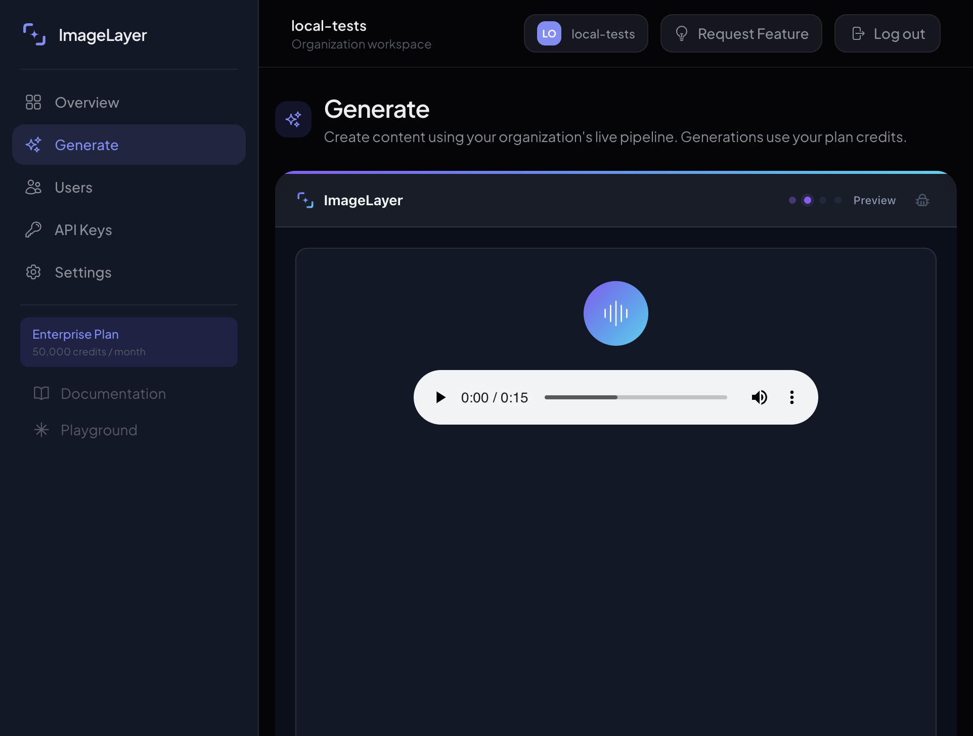 The finished audio result player ready for playback and download