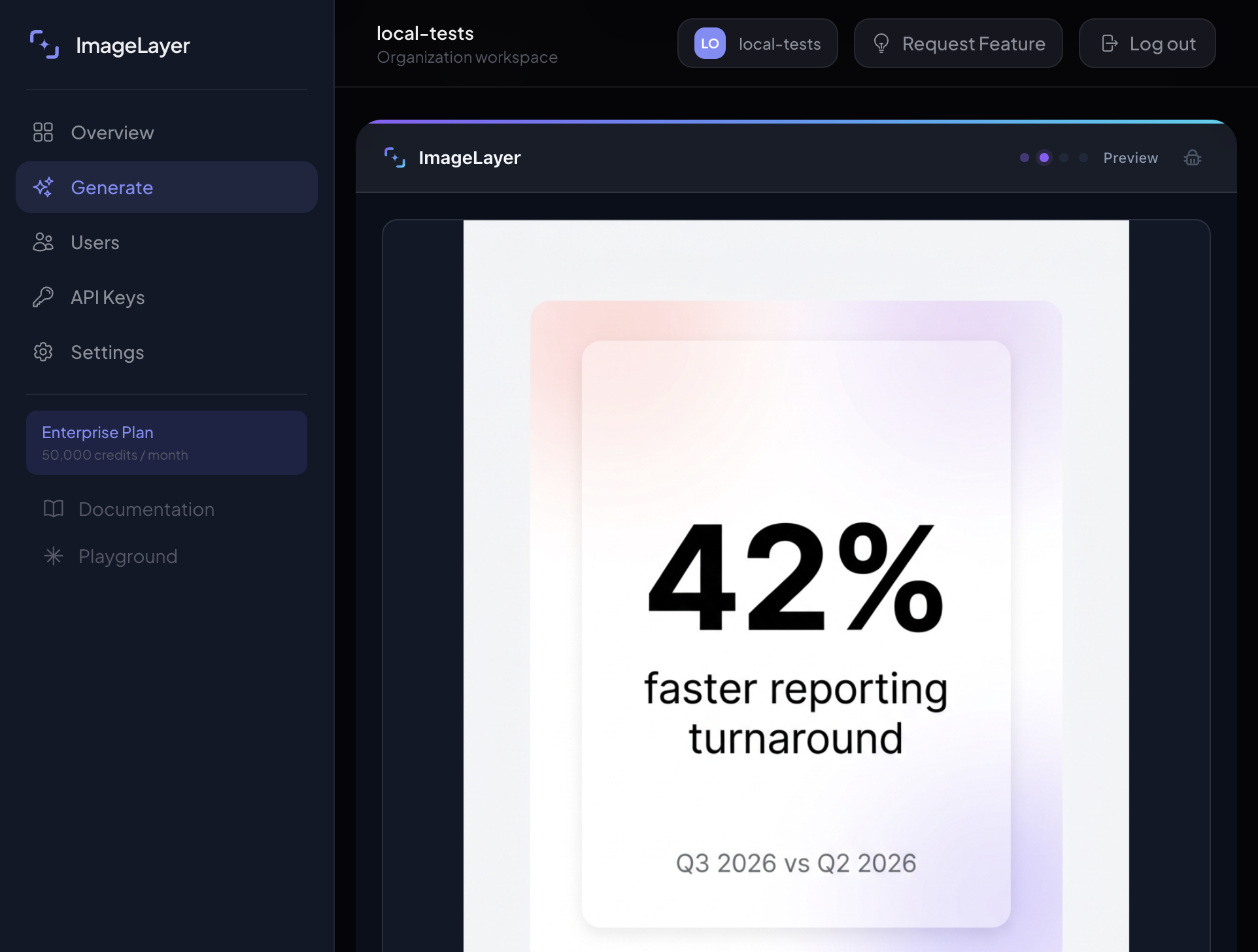 A generated template-based result shown in preview